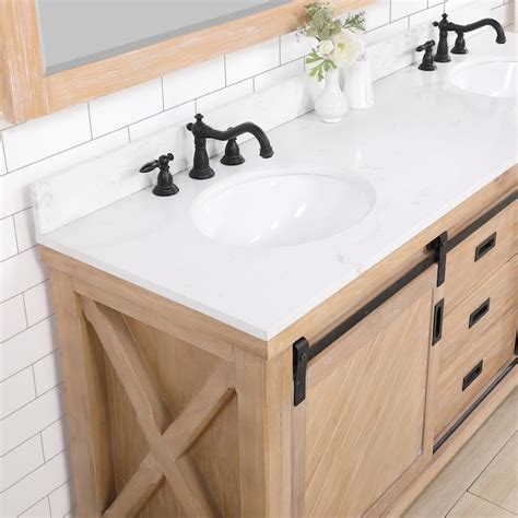 Vinnova Cortes 72-in Weathered Pine Undermount Double Sink Bathroom ...