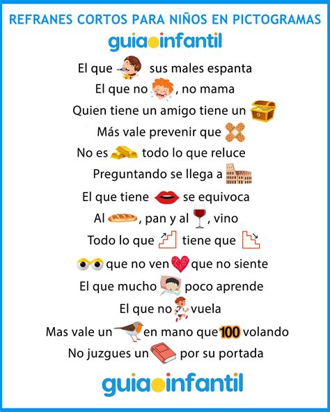 36 Refranes Cortos Para Niños Con Significados Que Educan En Valores ...