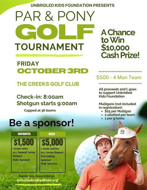 Par and Pony Charity Golf Tournament 2025, The Creeks Golf and RV ...