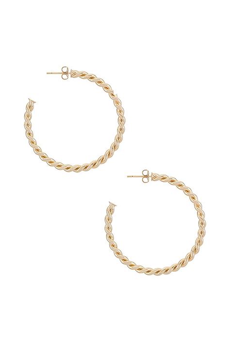 The M Jewelers NY Twisted Florence Hoop Earrings in Gold | REVOLVE