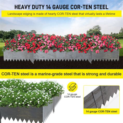 6 Pcs Hammer-in Landscape Edging 40 x 8 Inch Strips Cor-Ten Steel ...