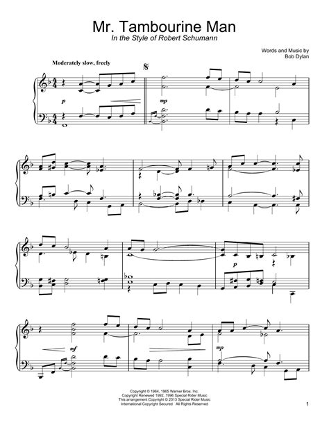 Mr. Tambourine Man sheet music by Bob Dylan (Piano – 94573)