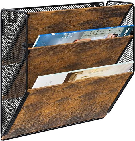 PAG Wall File Organizer for Office, 5-Tier Rustic Hanging File holder ...