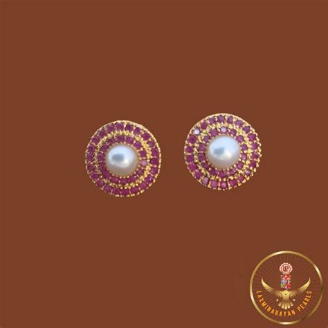 Pearl and Stone stud earrings for women