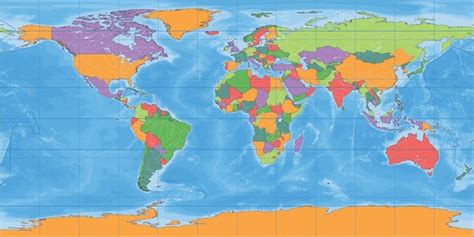 Equirectangular Projection World Map 的图像结果