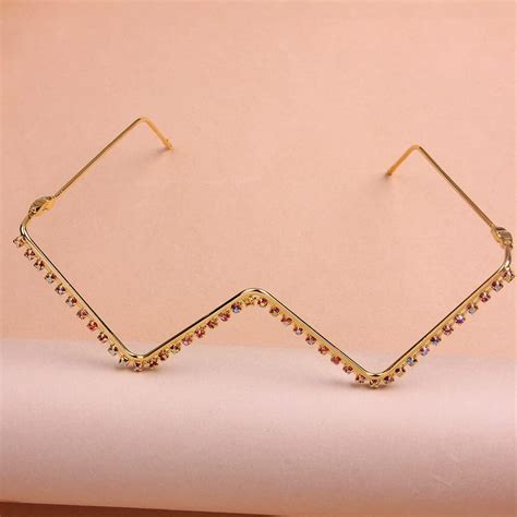 Buy Naimo No Lens Diamond Decor Half Glasses Frame Retro Crystal Metal ...