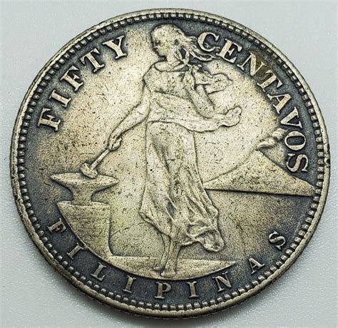 1944 S Fifty Centavos Filipinas United States of America Silver Coin #1 ...