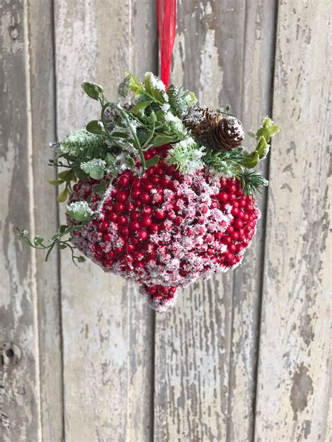 Christmas Berry Ball Ornament, Mistletoe Kissing Ball, Kissing Ball ...