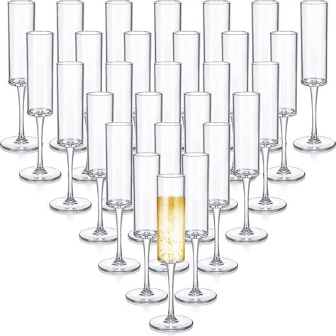 Amazon.com | Bokon 30 Pcs 6oz Acrylic Stemmed Champagne Flutes ...