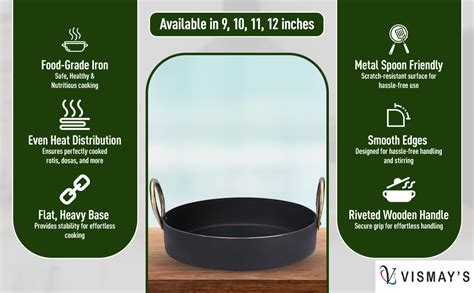 Buy VISMAY'S 9 Inch Iron Flat Base Fry Pan Lohe Ki Tai Kadai for Jalebi ...