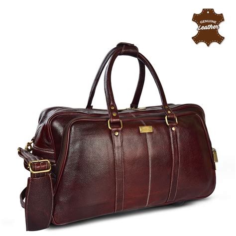 Leather Duffel Trolley Bag 36830 (Brown) – SREELEATHERS