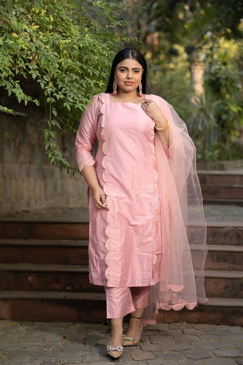 Buy Online In India | Peach Lace Kurta Set | Label Shaurya Sanadhya