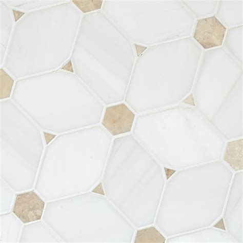 White Beige Marble Elegant Mosaic Backsplash Tile