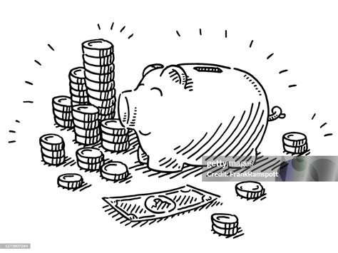 Saving Money Piggy Bank Drawing High-Res Vector Graphic - Getty Images