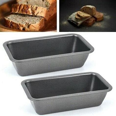 2Pcs Bread Pans for Baking Nonstick Carbon Steel Loaf Pan Tray Toast ...