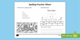 Present Spelling Practice Worksheet (teacher made) - Twinkl