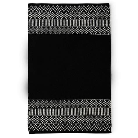 Woven Black & White Cotton Rug – Sashaaworld