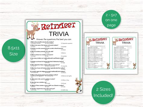 Reindeer Trivia Game, Printable Reindeer Quiz, Christmas Party Game ...