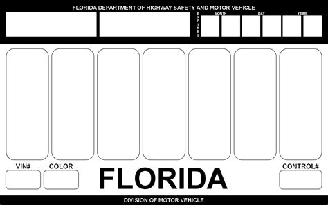 Printable Temporary License Plate Template Florida - Templates Printable