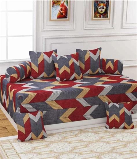 JSAMPS Luxurious Floral Diwan Set of 8 Piece Included One Cotton Feel ...