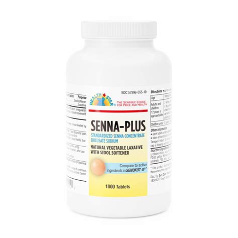 GeriCare Senna Plus Laxative Tablets - 50 mg Docusate Sodium & 8.6 mg ...