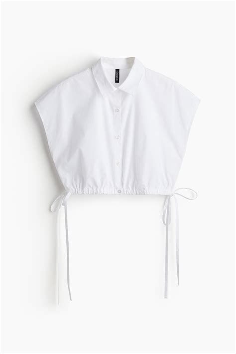 Cropped tie-detail shirt - White - Ladies | H&M IN