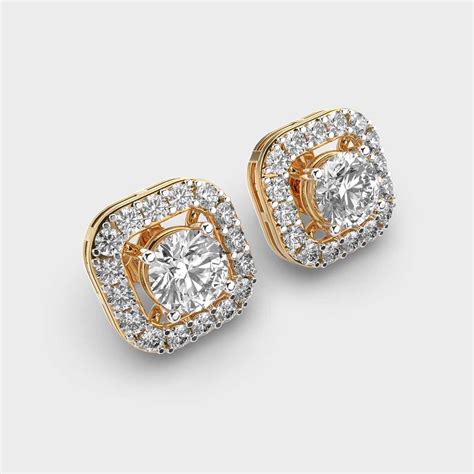 Buy Solitaire In Cushion Diamond Studs At Jewelbox
