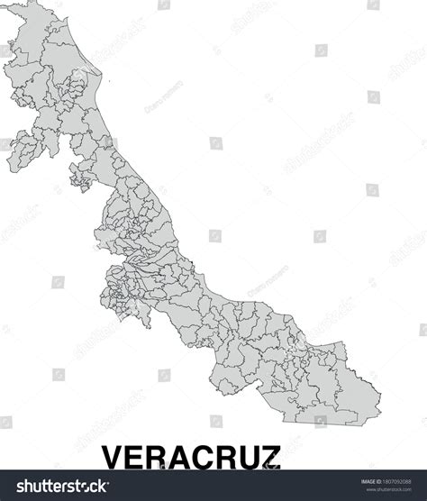 Vector Map Veracruz Mexico Divided Into: เวกเตอร์สต็อก (ปลอดค่า ...
