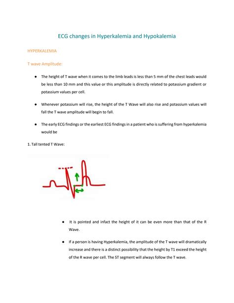 SOLUTION: Ecg changes in hyperkalemia and hypokalemia - Studypool