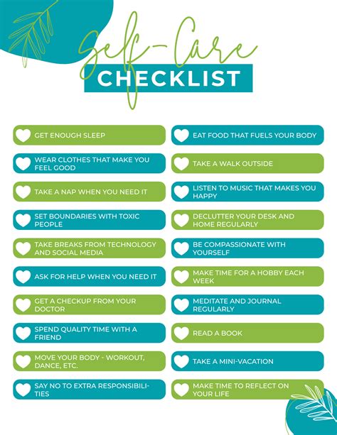 Self-Care Checklists | Brain Energy Support Team