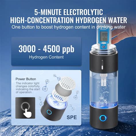 VEVOR Hydrogen Water Bottle Generator Multi-method Silver Counter top ...