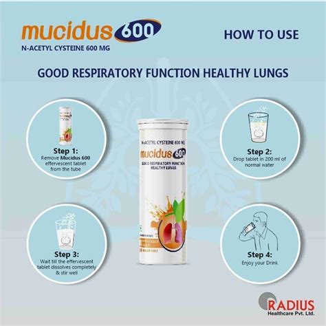 Radiplex Mucidus N-Acetylcysteine 600 mg Effervescent Tablets Orange ...