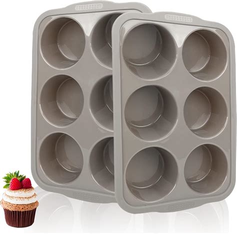 Jumbo Muffin Pan 6 Cups, Silicone Muffin Pan Set of 2 Gray, Muffin Pans ...
