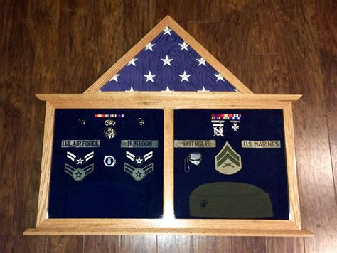 Custom Solid Oak Military Retirement Shadow Box