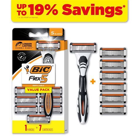 BIC Flex 5 Refillable Razors for Men, Long-Lasting 5 Blade Razors for a ...