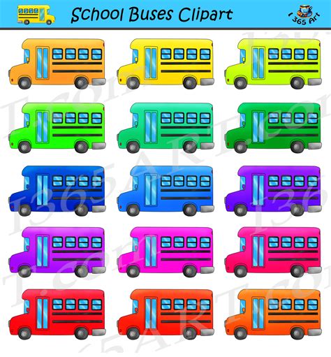 School Bus Clipart Set for Commercial-Use - Clipart 4 School