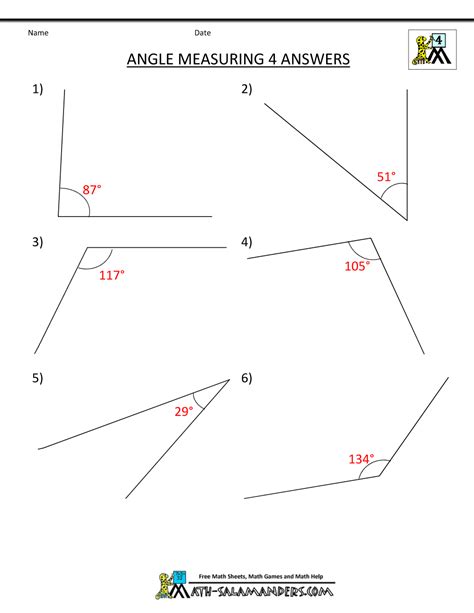 Image result for Measuring Angles Printable Worksheet