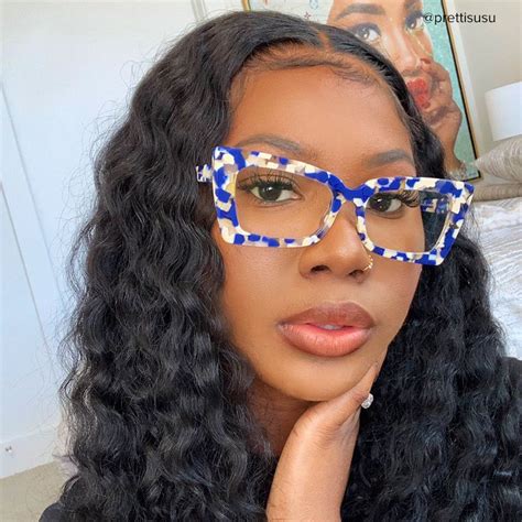 Newell Rectangle Blue-Floral Frame Glasses | Zeelool Optical