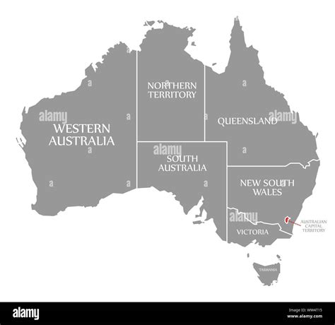 Australian Capital Territory red highlighted in map of Australia Stock Photo - Alamy