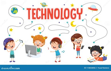 Vector Illustration Of Kids Technology | CartoonDealer.com #114654056