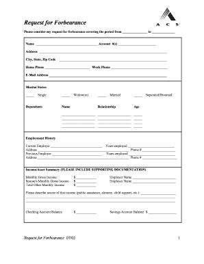 Request for Forbearance - Blank Fillable Template | Fill Out, Print ...