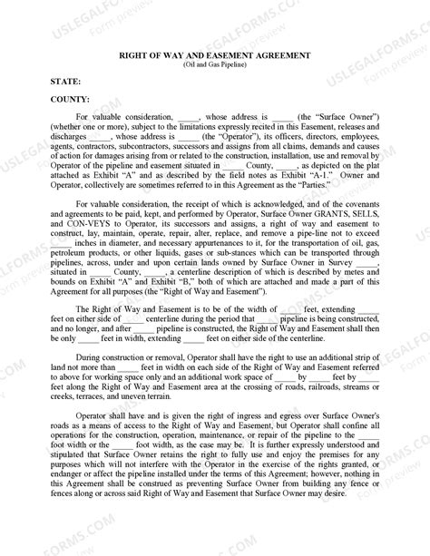 Puerto Rico Right of Way and Easement Agreement (Oil and Gas Pipeline ...