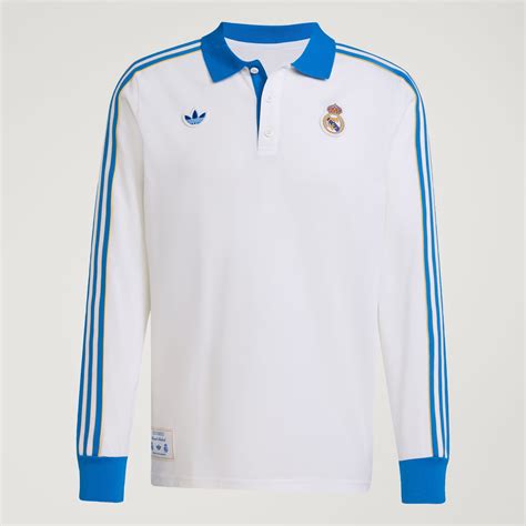 Clothing - Real Madrid Terrace Icons Long Sleeve Polo Shirt - White ...