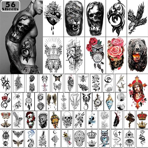 Buy Yazhiji 56 Sheets Temporary Tattoos Stickers 11 Sheets Half Arm ...