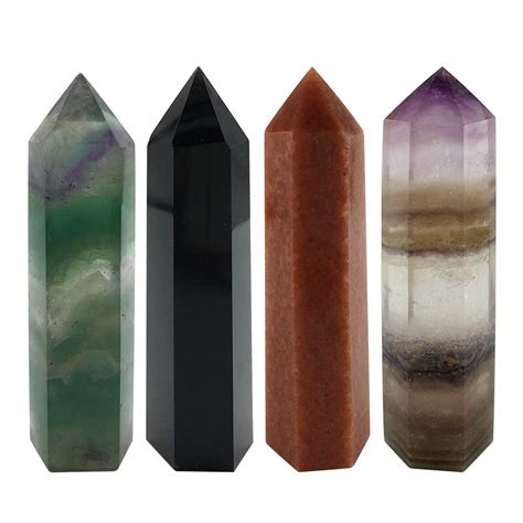 Buy Vick J Natural Labradorite Healing Crystal Point 6 Faceted Reiki ...