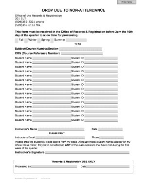 Student Drop Form - Blank Fillable Template | Fill Out, Print ...