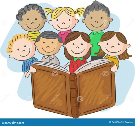 动画片小孩阅读书 向量例证. 插画 包括有 女孩, 孩子, 动画片, 愉快, 例证, 钉书匠, 设置, 滑稽 - 54300862