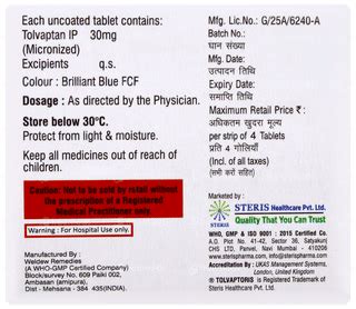 Tolvaptoris 30 Mg Tablet 4 - Uses, Side Effects, Dosage, Price | Truemeds