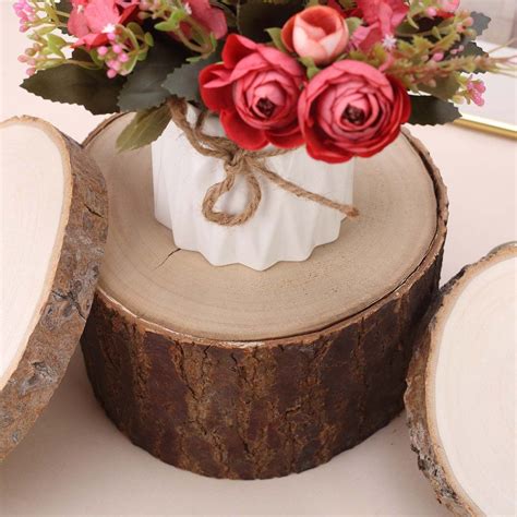 7"~10" | 4" Thick Rustic Natural Wood Slices Round Poplar Wooden Slab ...