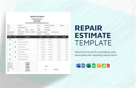 Editable Repair Estimate Templates in Apple Numbers to Download